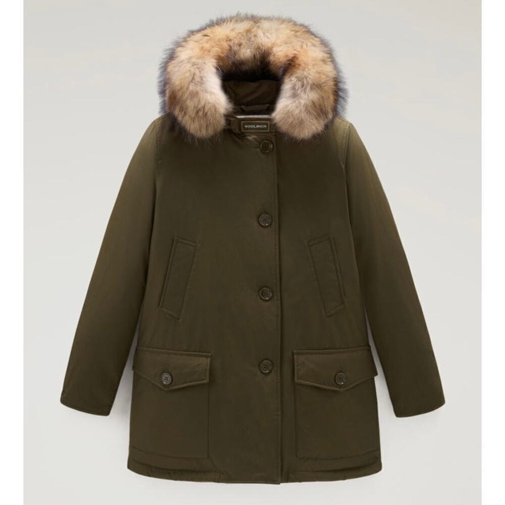 Woolrich Arctic Parka Ramar Cloth Four Pockets Detachable Fur Down Green XS